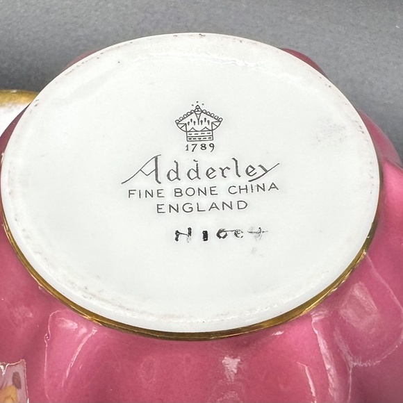 Adderley Pink Yellow Roses Tea Cup Saucer Set Bone China England - Picture 5 of 5